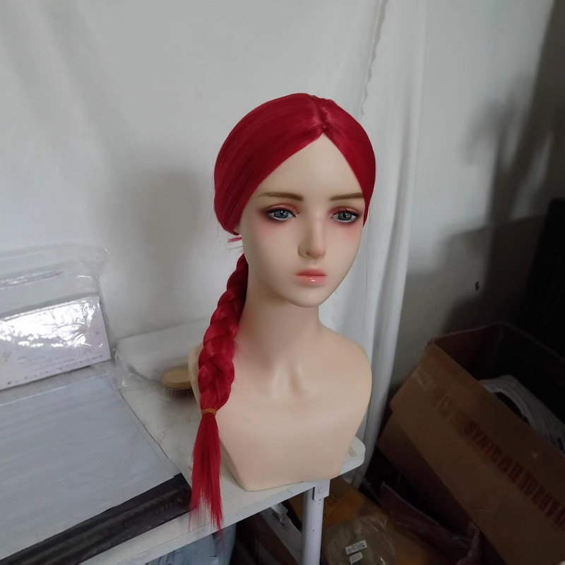 Toy Story 4 Jessie Anime Wig Cos Red Braid Wig Medium Parted Red Wig for Women