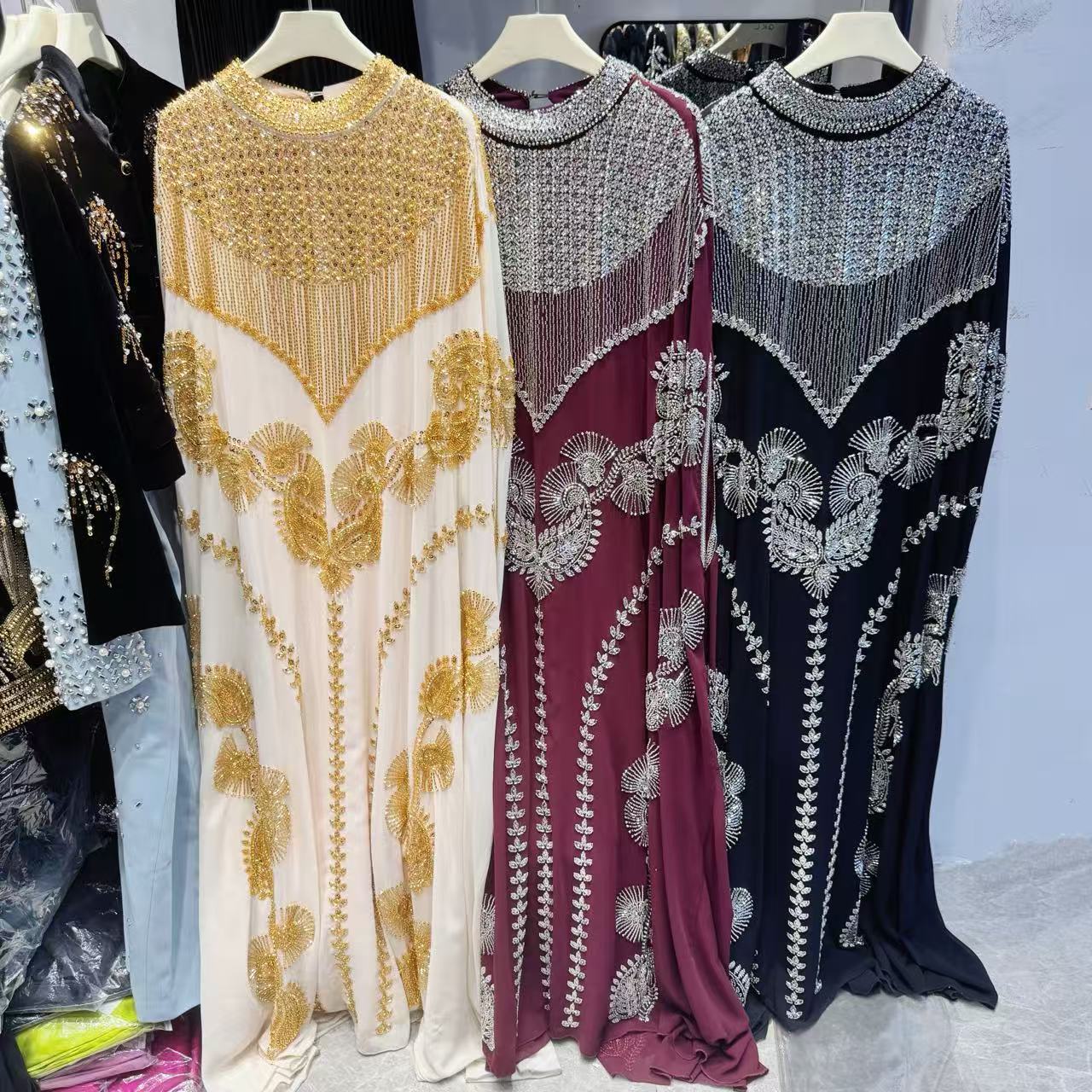 Elegat Middle Easter Cross-border Heavy-duty Baquet Dress For Wome, 2026 Ew Model, Diamod-embellished Cover-up_ecoleips.com