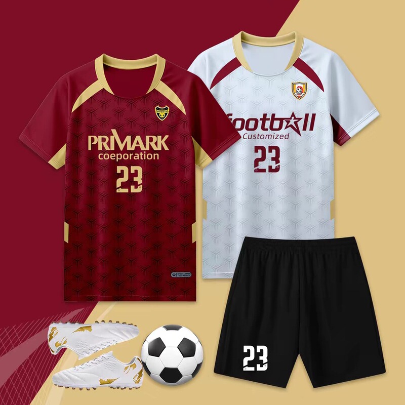 Men's football uniform set, team competition jersey, short-sleeved sports training wear for children and adults, football shirt
