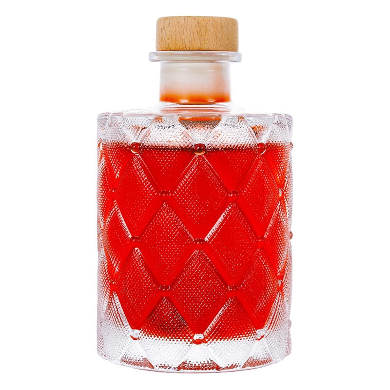 Botellas pequeñas de vino creativas en forma de diamante al por mayor, botellas de vino de frutas, botellas dispensadoras selladas, botellas de vidrio para café frío.