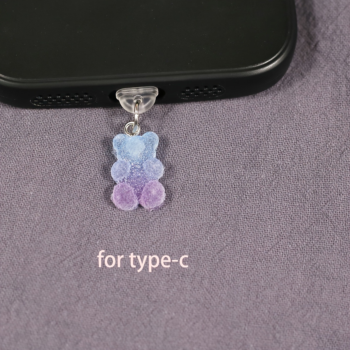 Cep Telefonu Toz Fişi Degrade Renk Teddy Bear Cep Telefonu Toz Fişi Abs Malzeme Uyumlu/tip-c Arayüzü-çalıştır