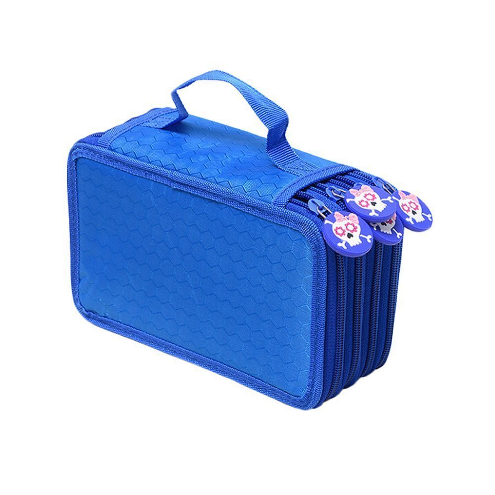 Oxford tela multi-caja de lápiz de la capa caja de papelería portátil de gran capacidad boceto relleno de color 72 agujero lápiz caso agente al por mayor