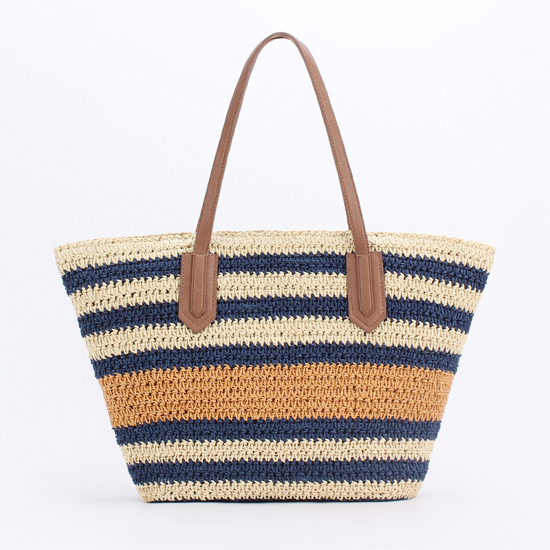 Dropshipping New Stripesd Shoulder Woven Bag K-Style Ins Forest Holiday Hand-Woven Beach Leisure Bag Dropshipping New Stripesd Shoulder Woven Bag K-Style Ins Forest Holiday Hand-Woven Beach Leisure Bag