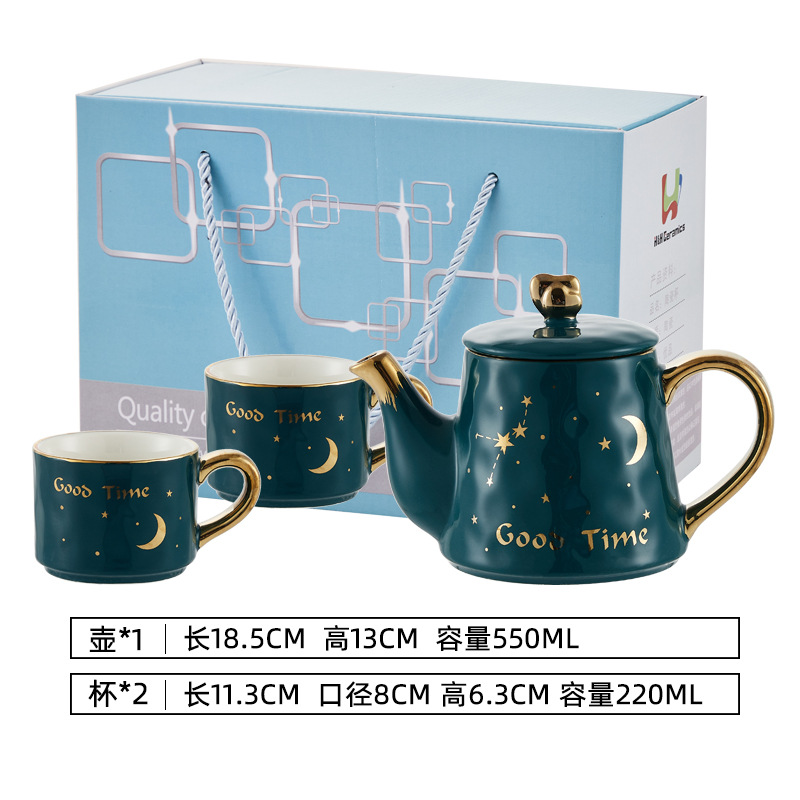 INS juego de té cerámica flor traje tetera estilo europeo Madre y niño olla Amazon Venta caliente café tetera regalo