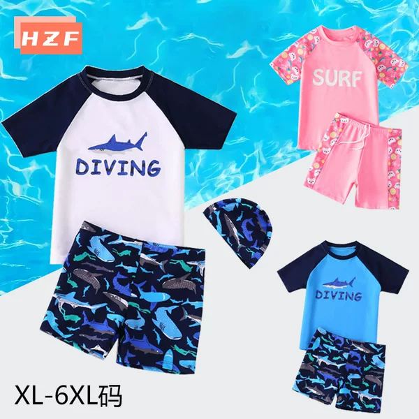 Children's Swimwear Boys' Professional Baby Children's Swimwear Swimming Trunks Shark Split Sun Protection Hot Spring Swimwear