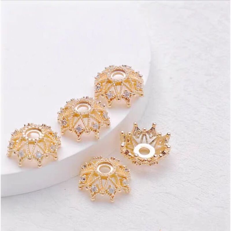 High Color-Retention Zircon-Inlaid Hollow Large Six-Pointed Star Flower Base DIY Handmade Jewelry Accessories