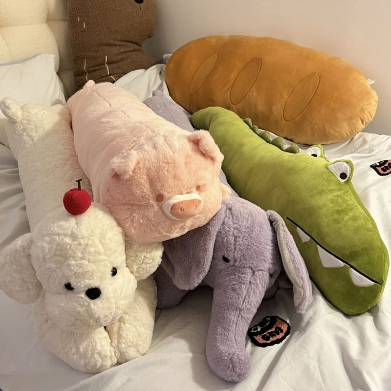 Animal lindo almohada para dormir niñas piernas de clip almohada larga almohada de cama sofá almohada
