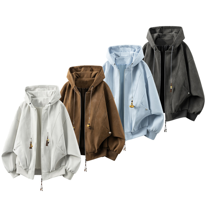 2026 Autumn New Men's Hooded Jacket, Trendy Fashion Tie-Dye Matte Leather Jacket for Men