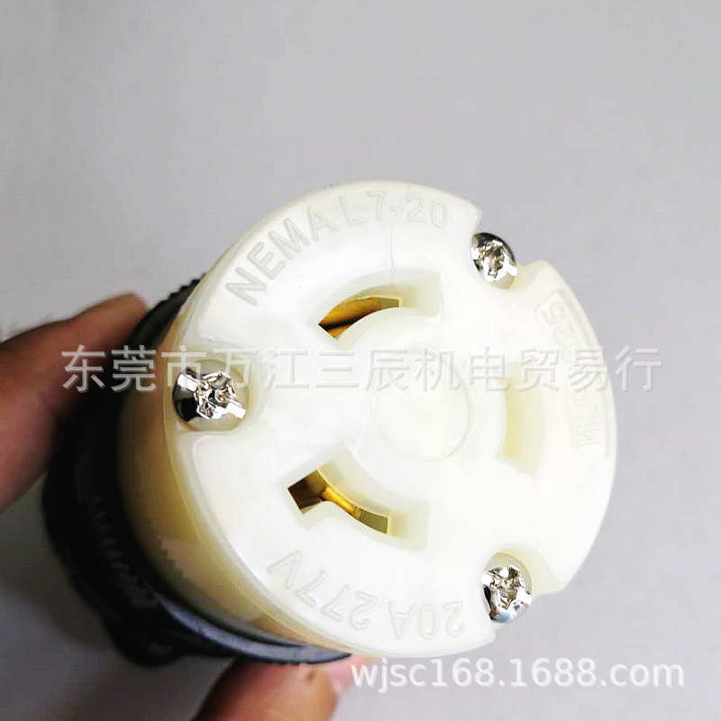 工业插座台湾NEMA L7-20引挂式美规大功率插座WJ-9325 20A277V3P
