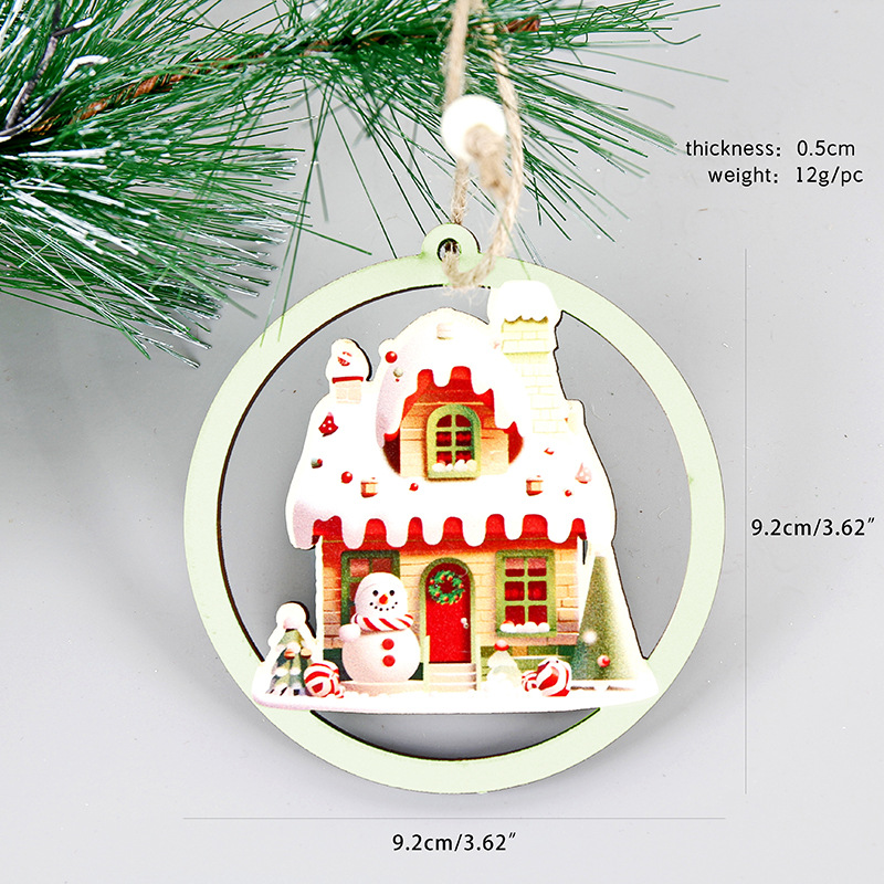 Decoraciones de Navidad de madera colgante decoración del hogar festivales artesanía de madera colgante colgante de árbol de Navidad