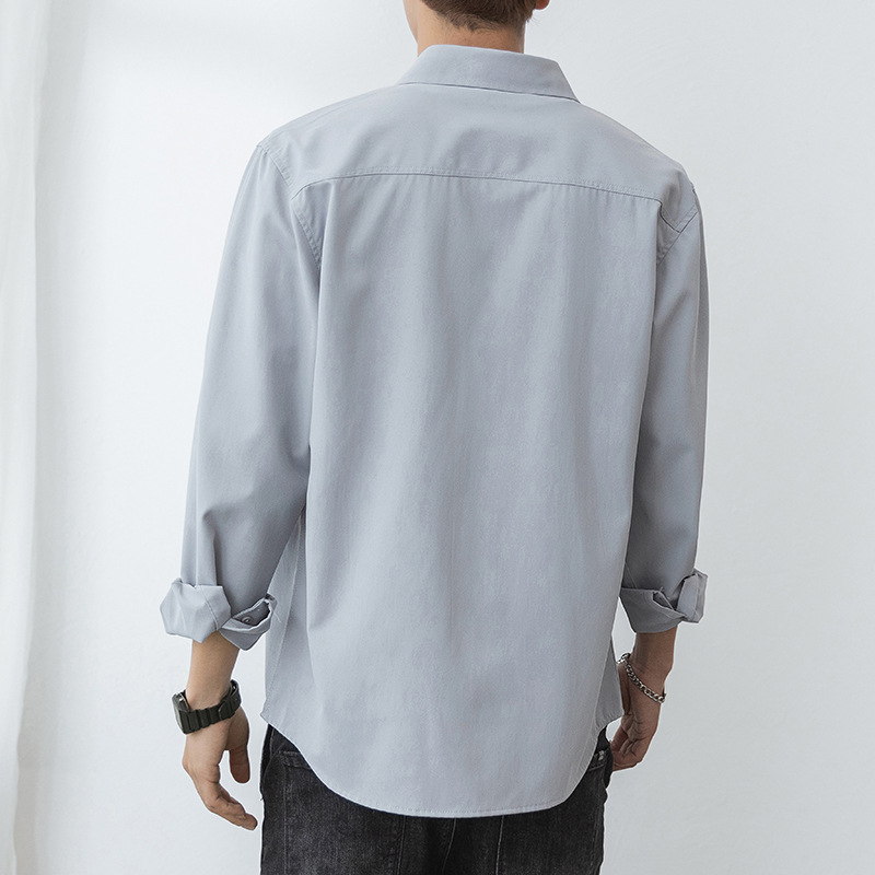 2021春秋新款跨境男士休闲衬衫亚马逊速卖通男装长袖衬衣7712