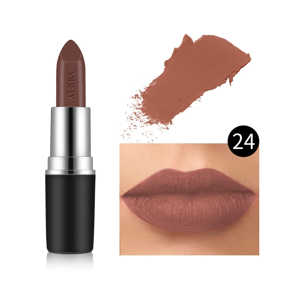Помада VIBELY matte bullet, 29 оттенков включая чёрный, бархатистая стойкая текстура