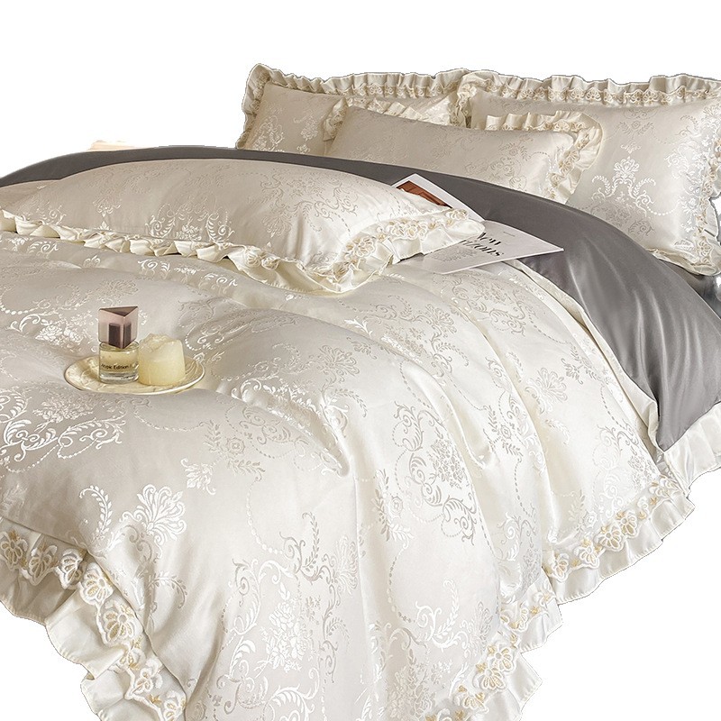 Completo letto romantico in pizzo jacquard effetto seta fredda_voghion.com