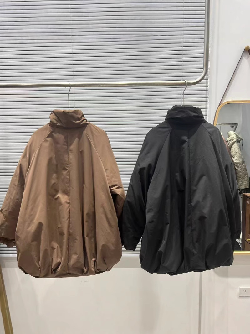 90白鴨絨毛立襟花茹型ダウンジャケット女性ゆるい黒色厚いコート女性源メーカー