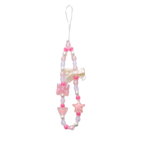 New candy cartoon bow mobile phone chain beaded mobile phone lanyard mobile phone case pendant anti-fall wrist strap for women