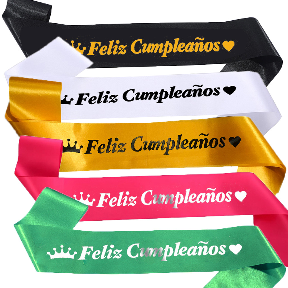 Fiesta de cumpleaños en español Cinturón de seda Feliz Cumpleaños Cinturón de etiqueta image 6