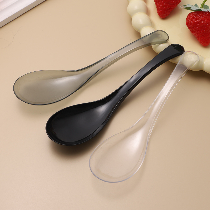 Cucharas desechables grandes cucharas de plástico empaquetadas por separado cucharas de postres comerciales cucharas de comida redondas cucharas de mangos largos cucharas auspiciosas