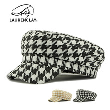 韩版时尚千鸟格帽子女士春秋季新款鸭舌帽复古鸭舌平顶帽学生军帽