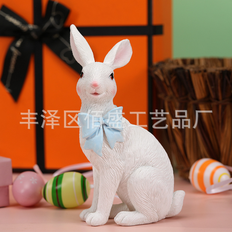 Transfronterizos nuevas decoraciones de resina de Pascua pareja de simulación conejo regalo creativo decoraciones de escritorio para interiores
