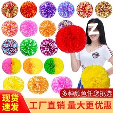 哑光花球啦啦操花球拉拉队手摇花手柄手花舞蹈中小学生花球批发