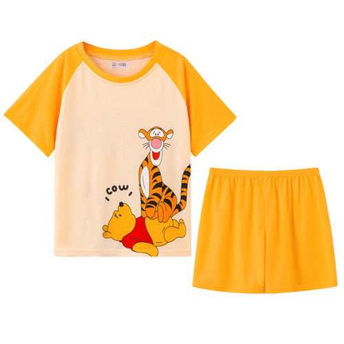 Children's pajamas for boys and girls in summer new short-sleeved medium and large children's cute little girls and boys cartoon home clothes sets