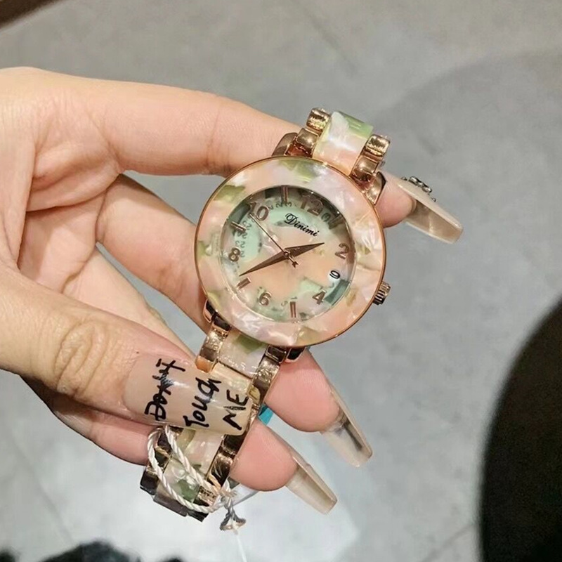 蒂米妮dinimi手表女士个性眼镜胶碎花复古潮流时尚高级感女表