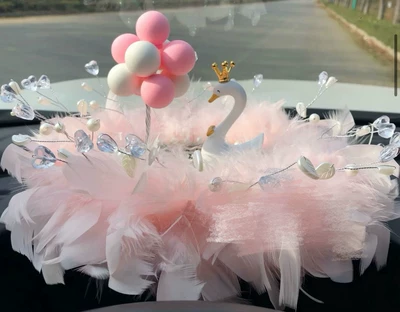 Car ornaments | Perfume Holder Ceramic Cat Diamond - 97-anti-slip-mat-pink-white-ball-crown-white-goose