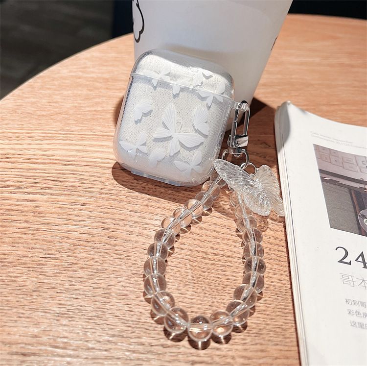 Butterfly de polvo brillante para Apple Airpods 4 auriculares bluetooth estuche ins viento oso cadena 2345 generación estuche