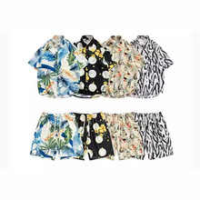 冰丝速干男士夏季短袖衬衫宽松大码花色海边沙滩短裤情侣搭配两件