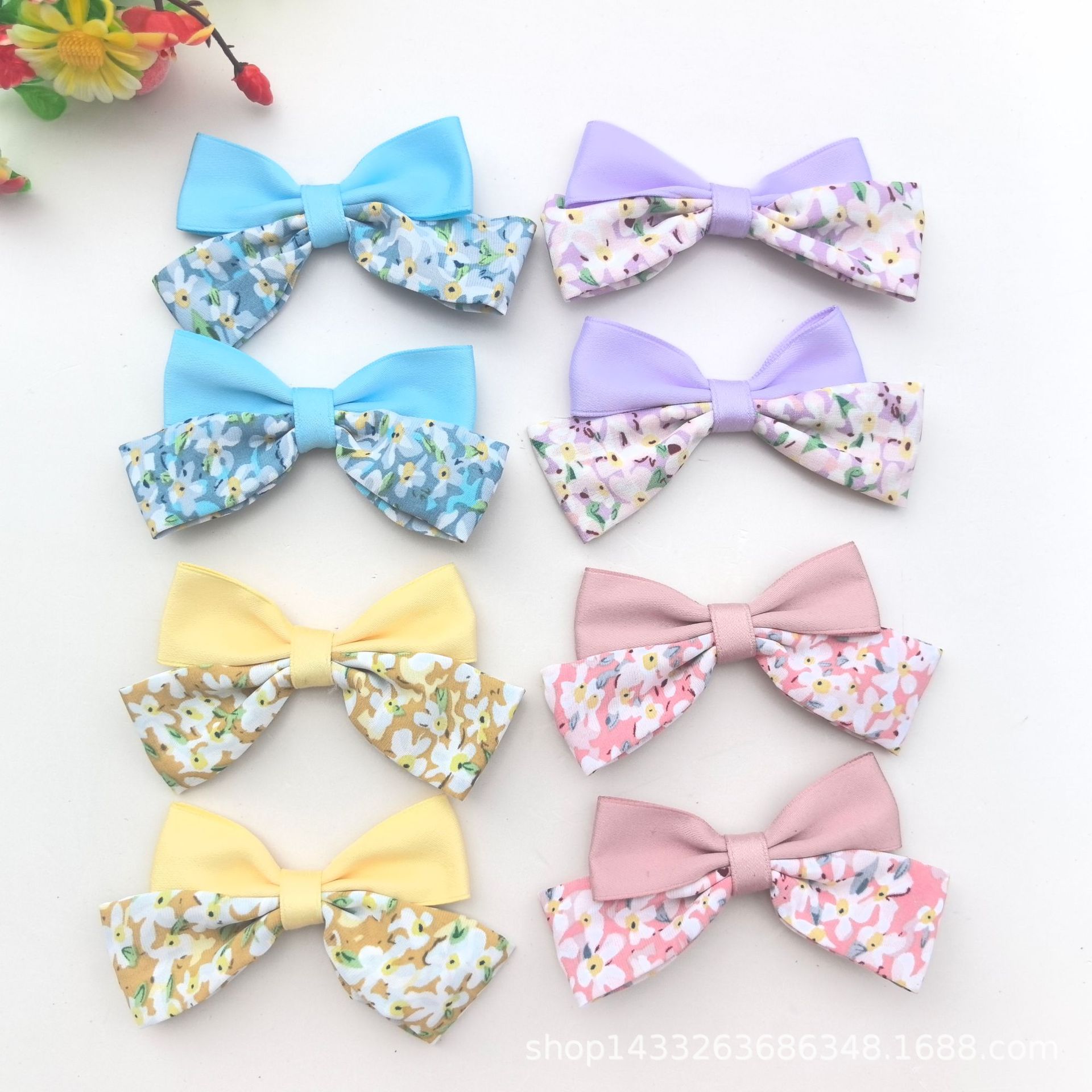 双胞碎花蝴蝶结配件服装辅料饰品 纯色涤棉包腰长短小领结 配饰