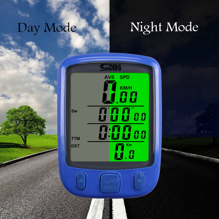 Computadora para bicicleta de montaña, pantalla grande, control por cable, odómetro, computadora con retroiluminación LED
