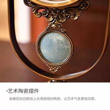 ∮轻奢复古座钟客厅座钟台式桌面工艺时钟摆件装饰家用欧式石英钟