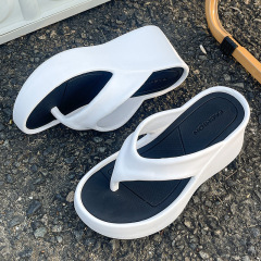厚底8cmの女性用ビーチサンダル、夏用、屋内用滑り止め、浴室用、ホーム用、身長を伸ばすサンダル