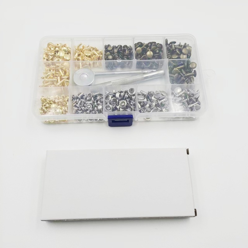 300 sets + herramientas de cuero de equipaje de metal decoración de doble cara remache Madre y madre hebilla traje de doble cara impacto remache de uñas