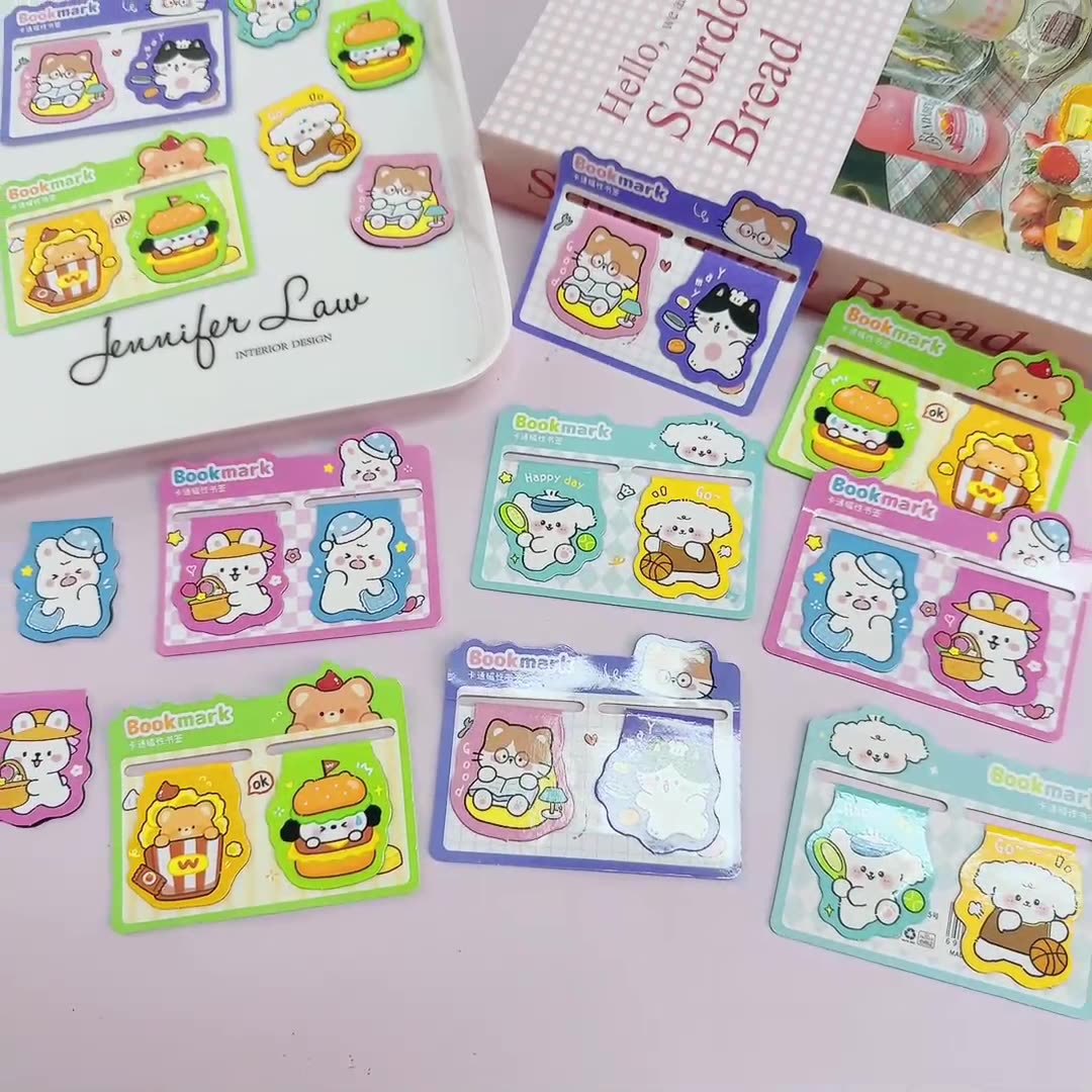 Panda Magnetic Bookmark Primary School Student Stationery Prize Cartoon Double Magnetic Book Page Clip Cute Gift Magnet Bookmark