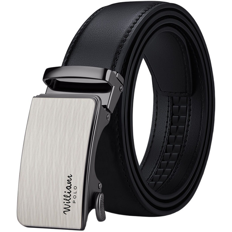 Cinturón de cuero genuino para hombre de la marca Paul, con hebilla automática de aleación, cinturón sencillo de negocios, cinturón de alta gama para hombre, venta al por mayor.