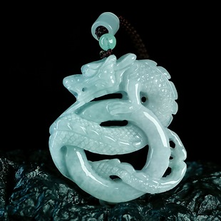 Natural Jade A-Grade Dragon-Shaped Jade Pendant, Genuine Jade Hollow Dragon-Shaped Pendant, Hand-Carved Men's Bold Pendant
