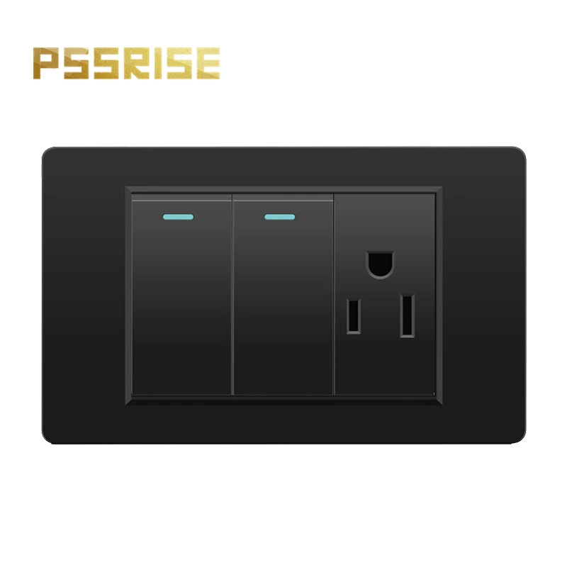 Черная настенная панельная розетка с 118 тип switch, тайваньская розетка с 20W type-C, шесть отверстий