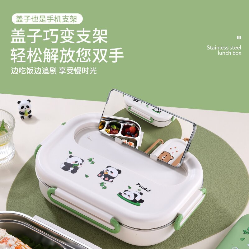 316不锈钢保温饭盒卡通学生分格餐盒带餐具上班族便携餐盘便当盒|undefined