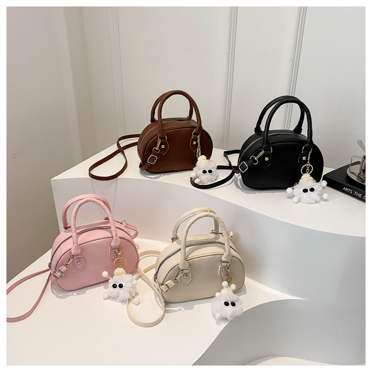 2026 New Bowling Bag for Women, Fashionable and Versatile Retro Handbag, Leather Sweet Crossbody Bag, Shoulder Bag