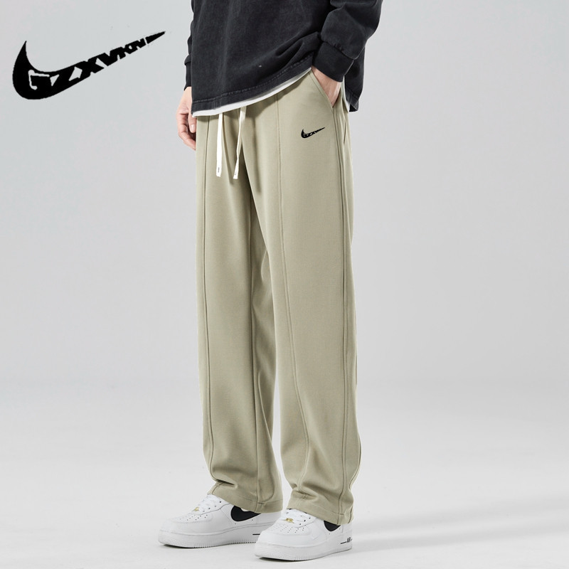 Drapey Trousers Men's Spring Loose Wide-Leg Straight Floor-Length Trousers American Retro High Street Fashion Brand Sports Casual Sweatpants