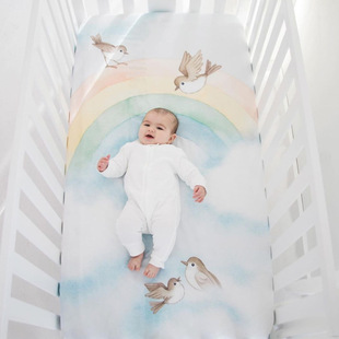 Crib Bamboo Cotton Fitted Bed Sheets Kidsren's Bed Breathable Gauze Bedspread Muslin Digital Printing Bed Bed Sheets Factory Direct Supply