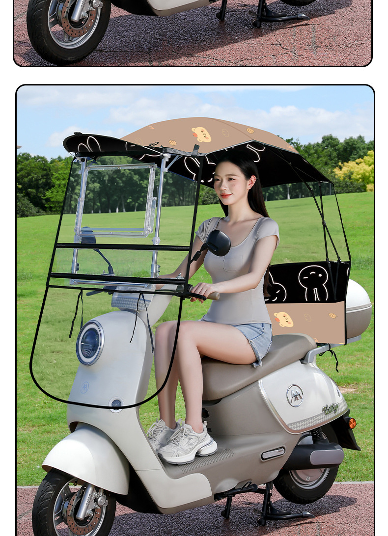 New foldable retractable electric vehicle canopy, quick-release, waterproof and sun-proof motorcycle rain and sun protection cover