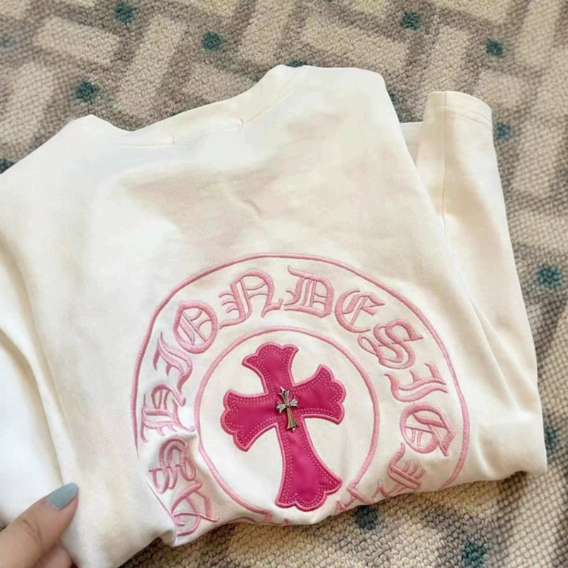Outlet~ Clearance Bargain Embroidered Cross Short Sleeve T-Shirt for Women, Spring/Summer Pure Cotton Couple Style Versatile Top Outlet~ Clearance Bargain Embroidered Cross Short Sleeve T-Shirt for Women, Spring/Summer Pure Cotton Couple Style Versatile Top