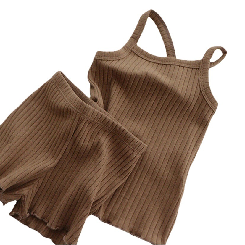 2023 niños de verano traje costilla Sling traje algodón infantil hogar desgaste bebé niña Pijamas