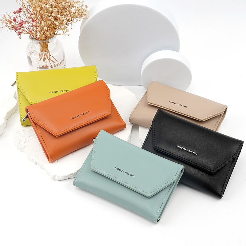 Trendy new short Square Wallet ultra-light portable multi-card card holder buckle side pull coin purse daily matching