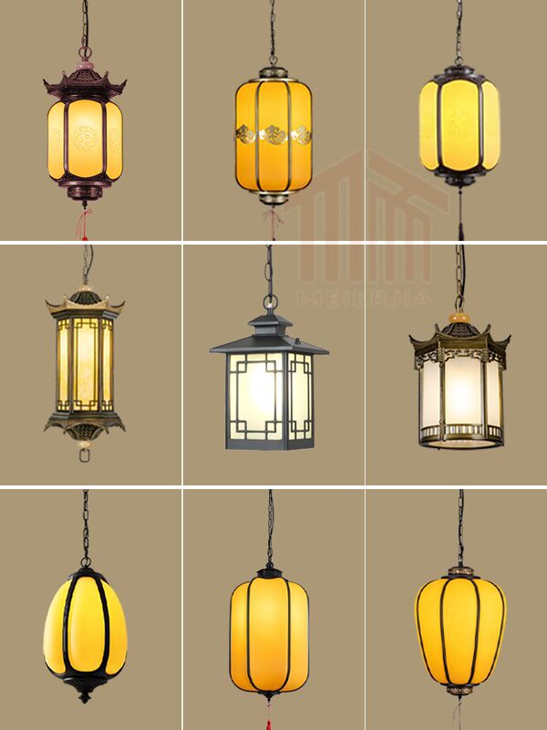 New Chinese Style Outdoor Chandelier Antique Outdoor Courtyard Pavilion Aisle Corridor Villa Eaves Palace Lantern