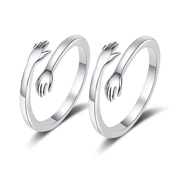 New Mori Style Love Couple's Hug Ring with Open Mouth and Ring Pair of Simple Korean Style Men's and Women's Student's Hand Ornaments