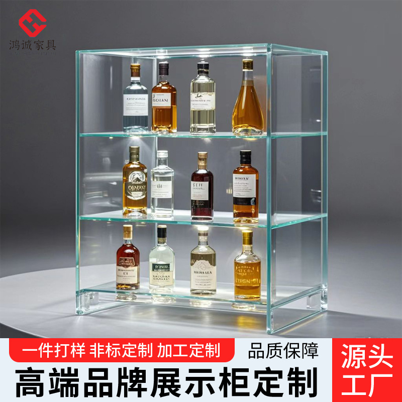 酒吧不锈钢恒温酒柜 高档超白玻璃展台 红酒展柜玻璃精品广州制作