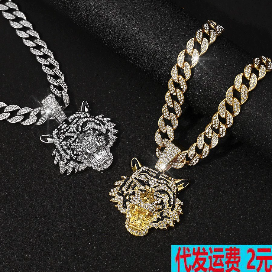Европейский и американский трансграничный новый сплав с бриллиантами доминирование головы тигра кулон ожерелье хип-хоп HIPHOP мужская ювелирная фабрика